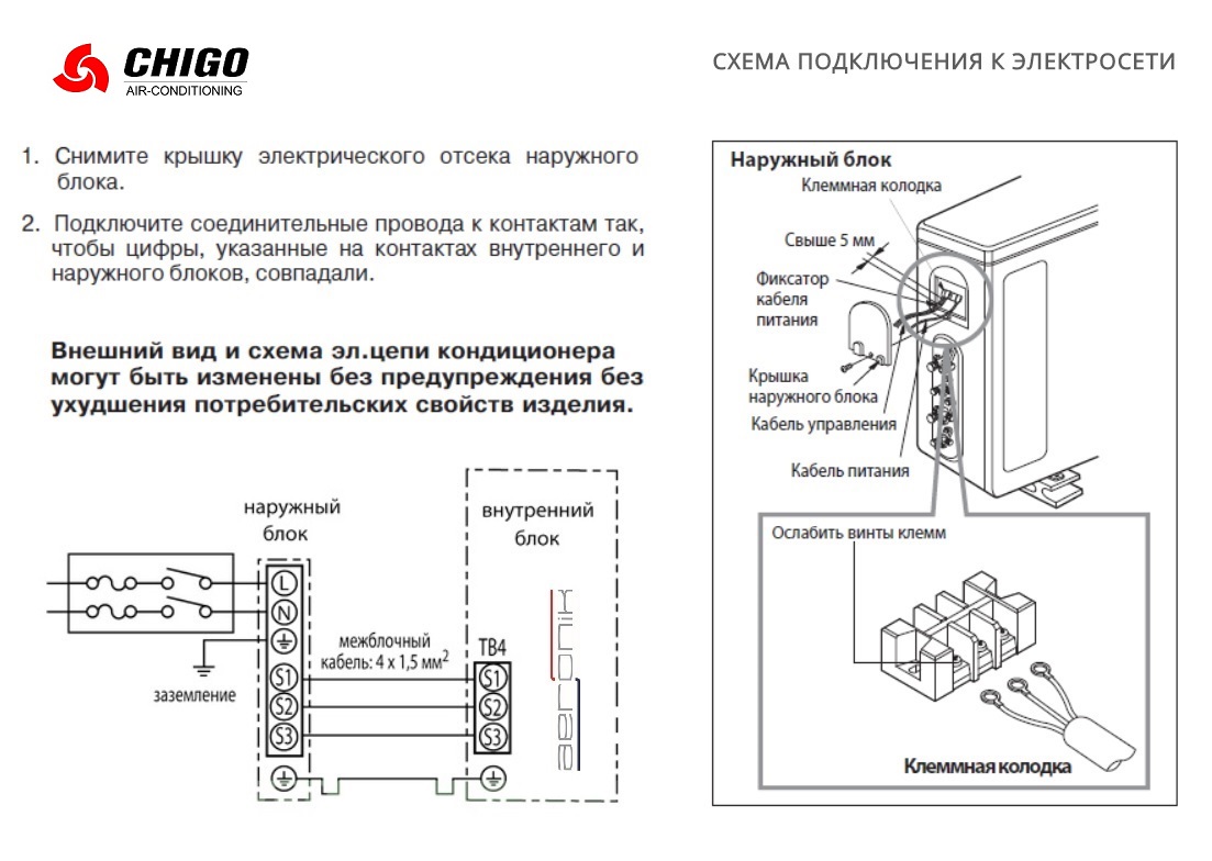 Подключение кондиционера Chigo