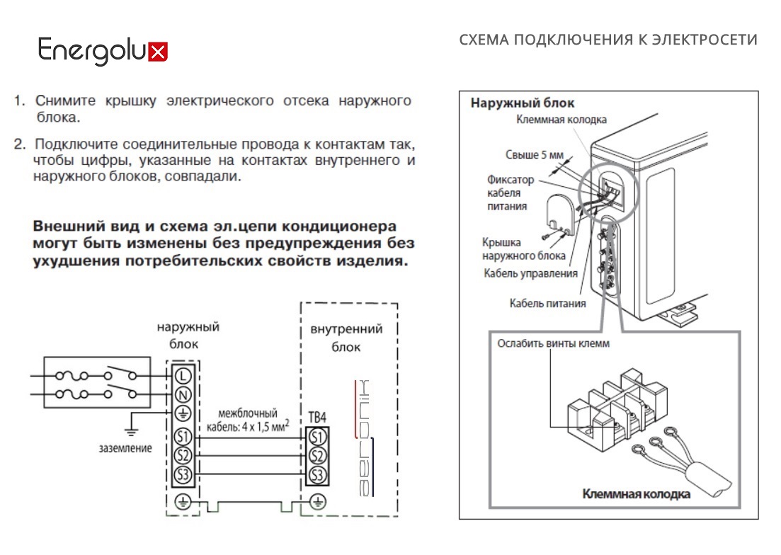 Подключение кондиционера Energolux